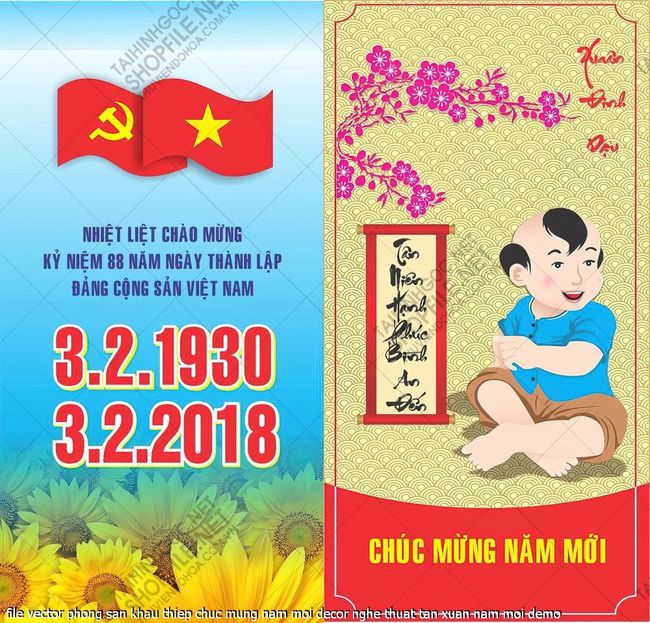 file vector phong san khau thiep chuc mung nam moi decor nghe thuat tan xuan nam moi